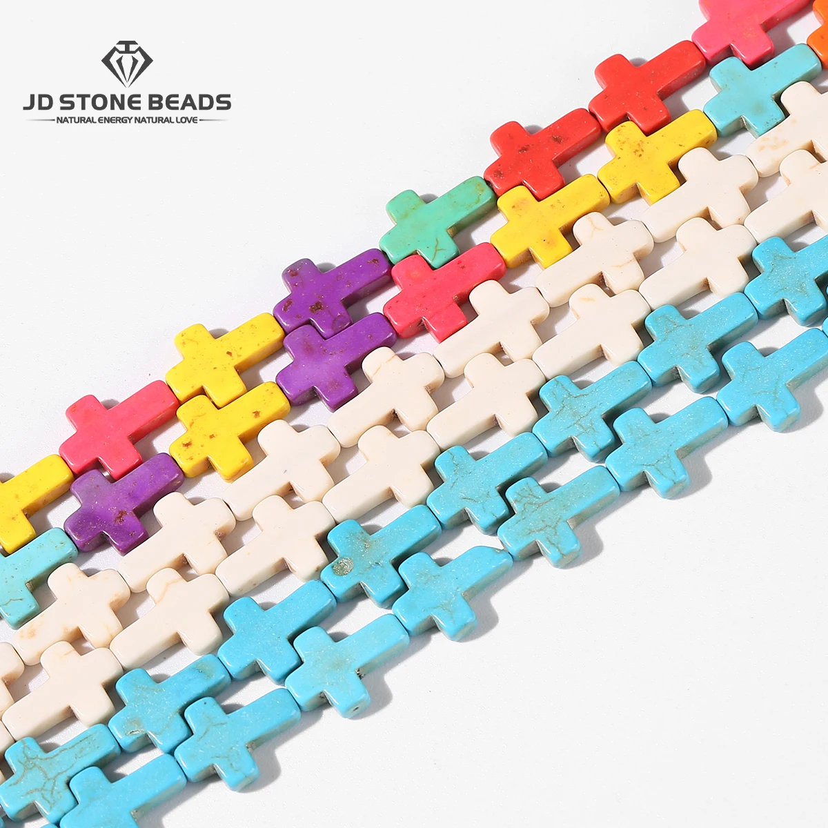 

1-нитка, белый, синий, бирюзовый камень, бусины в форме креста, свободная подвеска-разделитель для DIY браслета, ожерелья, аксессуары для изготовления ювелирных изделий