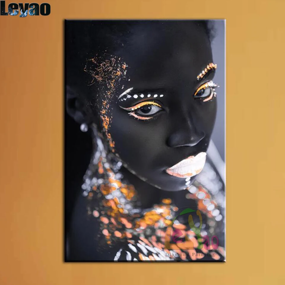 Colorful Abstract Art Makeup Face Girl Art Diy Diamond Painting Portrait of African Woman Cross Stitch Kits Mosaic Embroidery