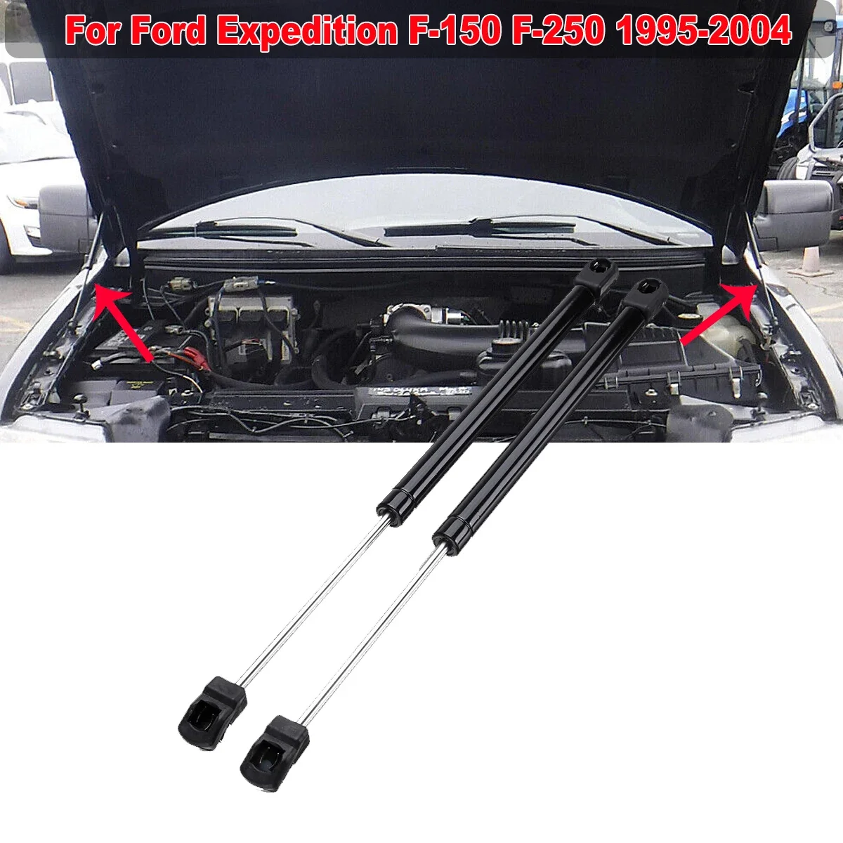 

2PCS/SET Front Hood Bonnet Gas Struts Lift Supports Spring Shock Rod For Ford Expedition F-150 F-250 1995-2004 Car Accessories