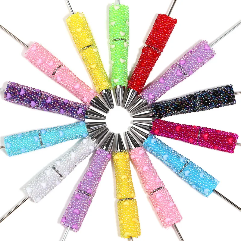 5-Piece Water Droplet Crystal Round Pen DIY Set, Cute cartoon Decorative Writing Pens, Exquisite Gift Stationery Items