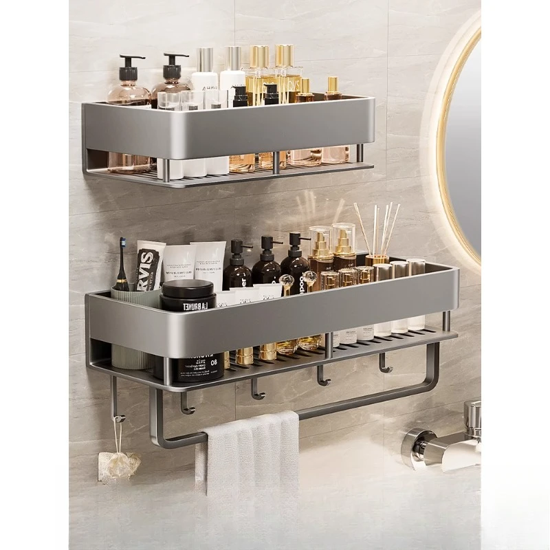 

Toilet bathroom rack, heightened non-punching hole hanging wall toilet high-end storage shelf