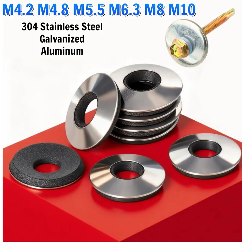 Beicai Stainless Steel /Aluminium/Galvanized Sealing Washers EPDM Roofing Composite Waterproof And Non-slip Gasket M4.2~m10