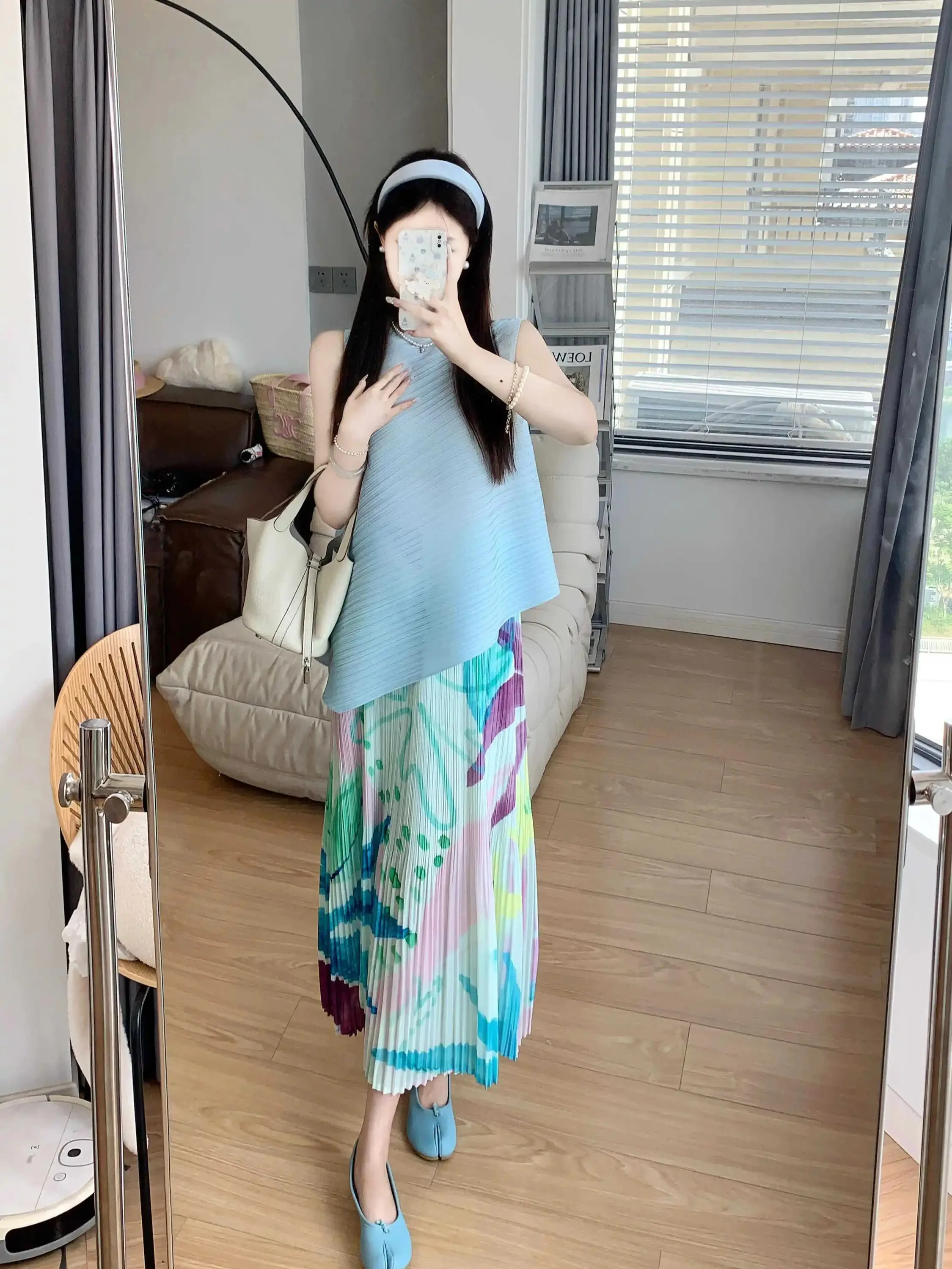 Princess Skirt 2026 Summer Small Design Sense Pleated Print Slim A-Line Large Size Forest System Semi-Body Skirt High Waist P...