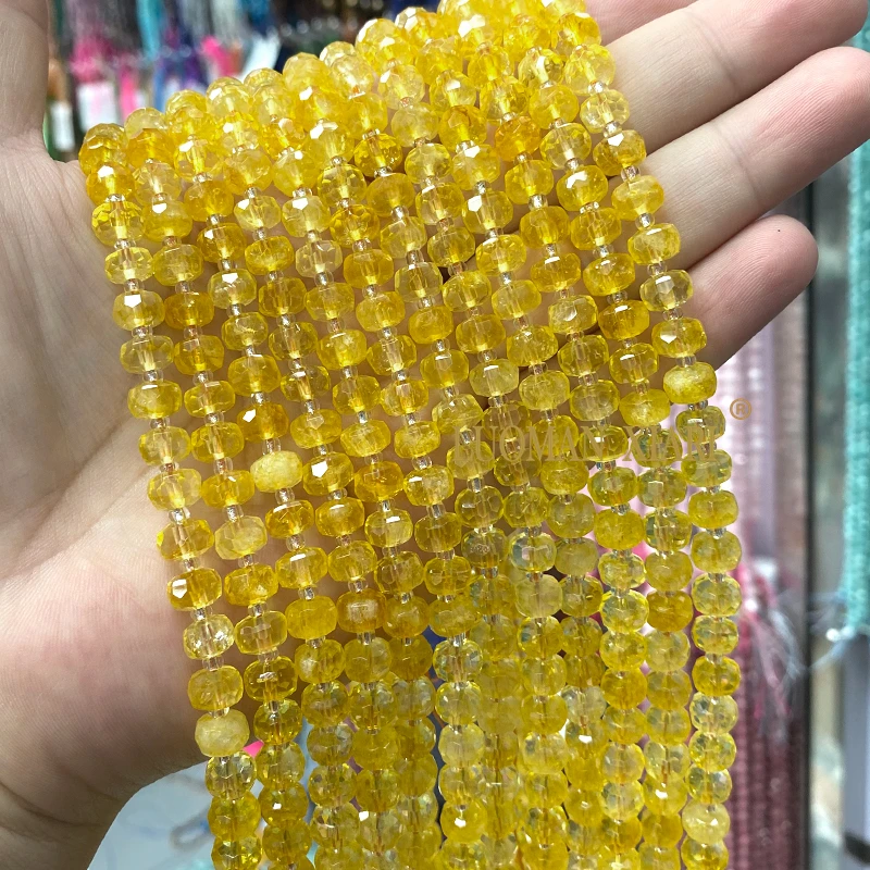 الحجر الطبيعي جوهرة جنوب الأخضر اليشم 6x8 مللي متر الأوجه Rondelle خزر عازل لصنع المجوهرات أساور يدوية إكسسوارات جذابة