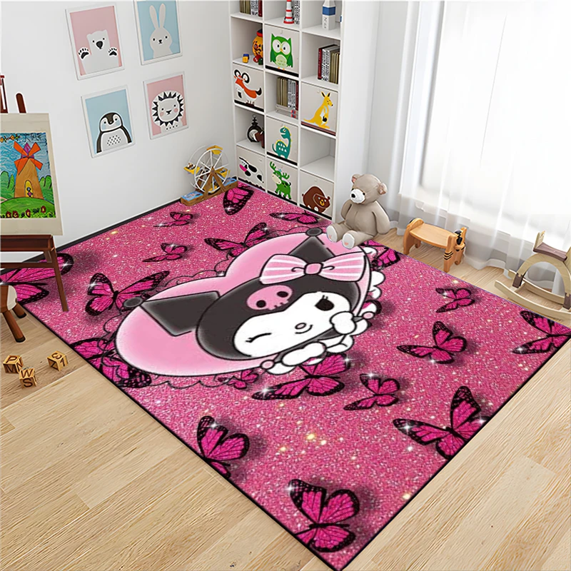 Cute Kuromi Cartoon Sanrio Area Rug Carpet for Living Room Children Bedroom Sofa Floor Home Kitchen Decor Non-slip Mat Gift Girl