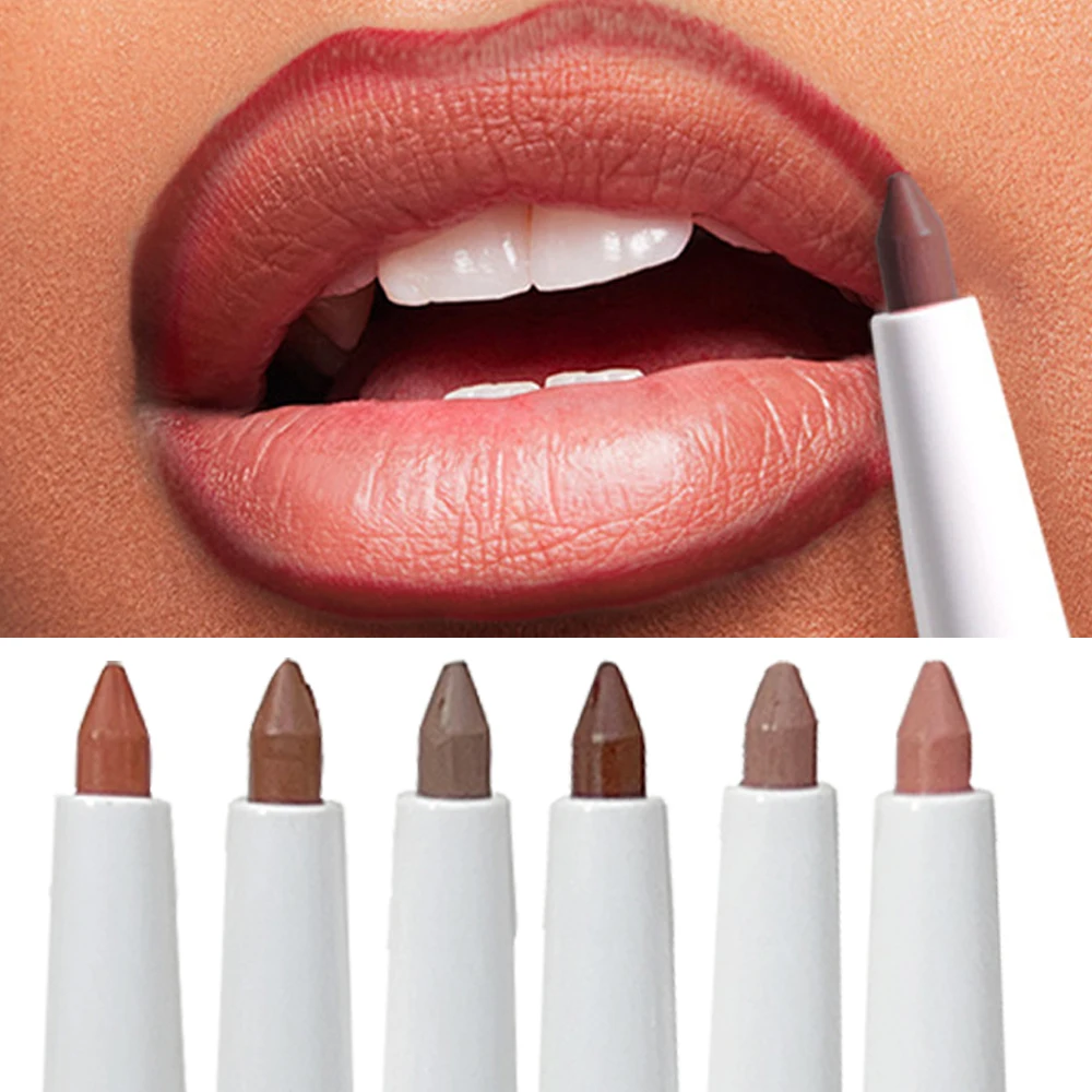 Matte Lipliner Gouden Buis Waterdichte Lippenstift Potlood Vrouw Gemakkelijk Te Dragen Anti-Stick Cup Lippen Contouren Pen Nude Lip Cosmetica