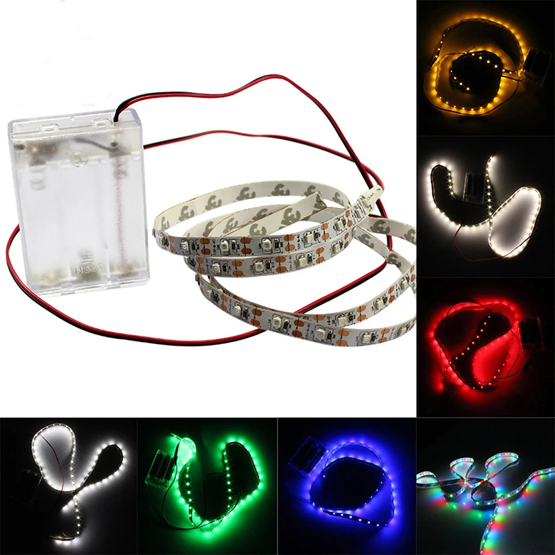 Luz LED con caja de batería de 4,5 V, luz con Panel desnudo, tira de luces para caja de batería móvil de 60 luces con fondo de TV