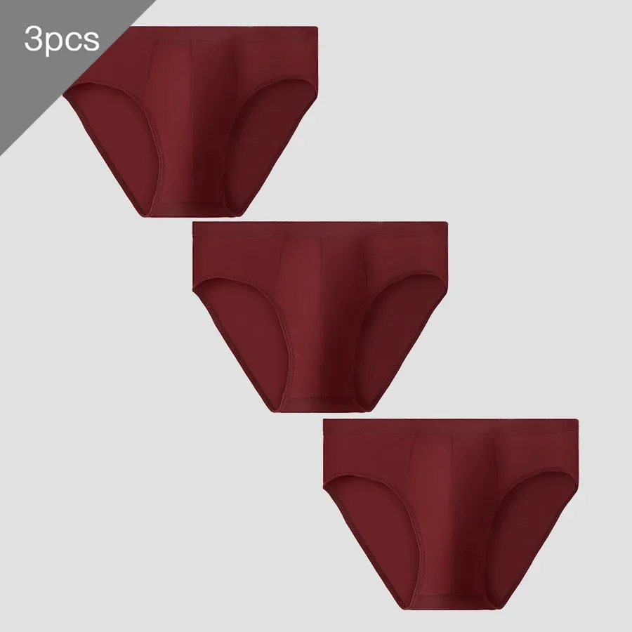 3pc Men's pure cotton triangle pants, large-sized breathable sports underwear, summer thin and comfortable underpants