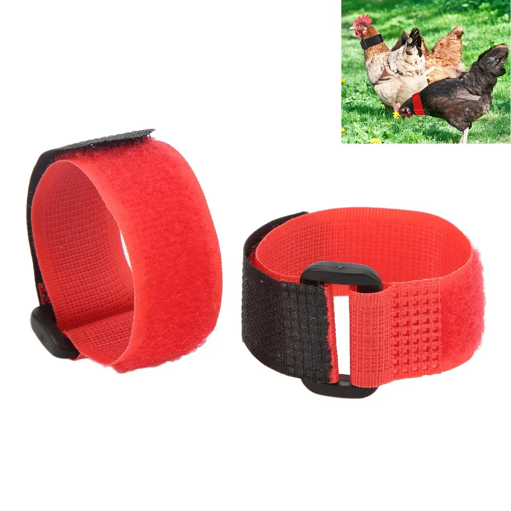 2pcs Nylon Chicken Collar Lightweight Durable Rooster Collar Adjustable Size Noise Reducing Anti Hook Neck Belt Farm Use