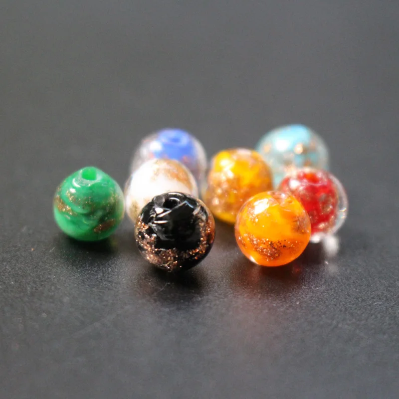 20pcs 8mm Lampwork Glass Beads Round Simply Shinning Sand Multi-color for Bracelet earring necklace Jewelry making Dropshipping