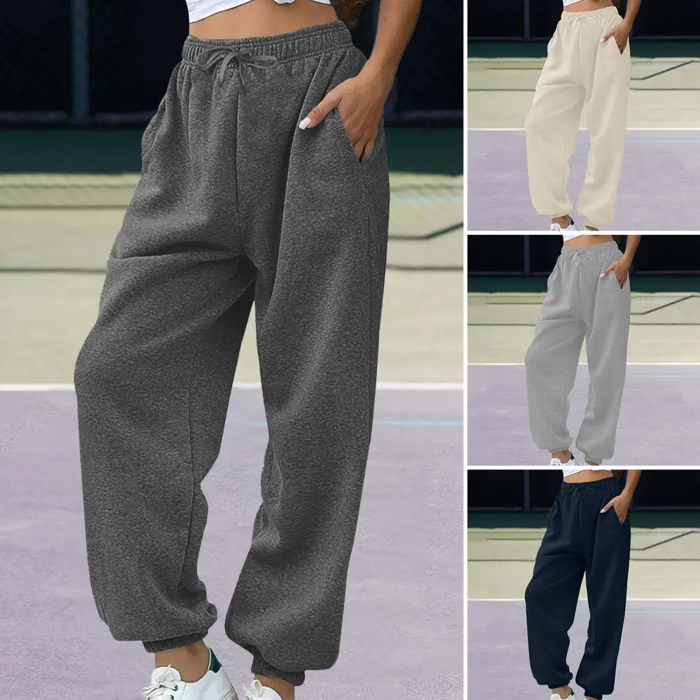 Women Commuting Pants Comfortable Women's High Waist Sweatpants with Adjustable Drawstring Pockets Wide Leg Design for Lounge