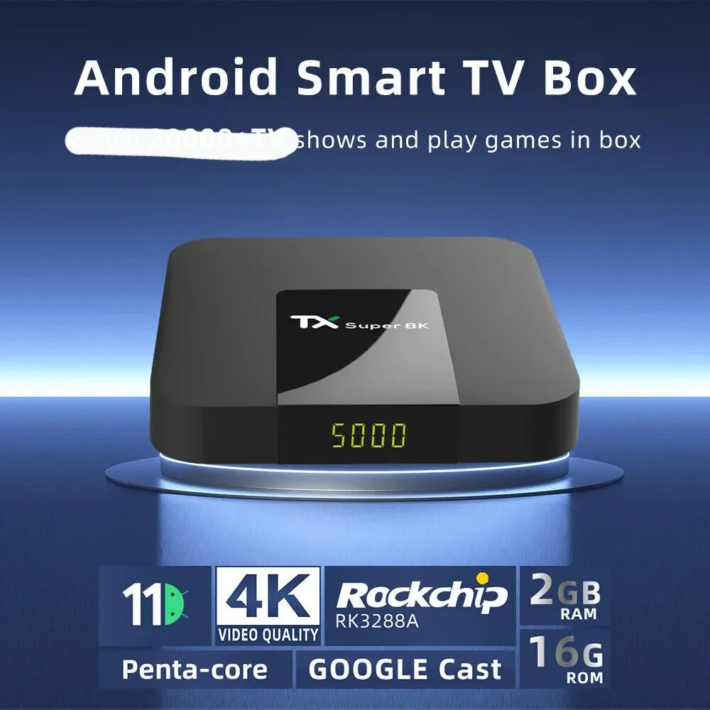 الإصدار العالمي TX Super 8K Smart Android 10 Set Top TV Box Media 2GB 16GB Wifi RK3228 مشغل الوسائط مقابل ليمون q5 solovox q8