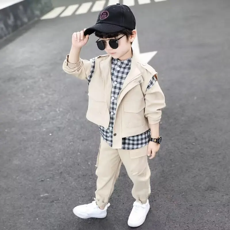 Kids Clothes Boys Spring Set For Baby Boys2024 Clothing Set Vest Shirt And Pants 3PCS Sport Suit Outfits