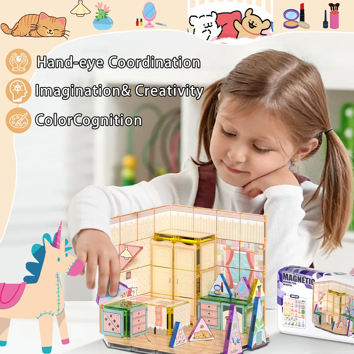 Conjunto de 100 peças de bloco - Magnetic Building Tiles Set 100Pcs avaliação e preço