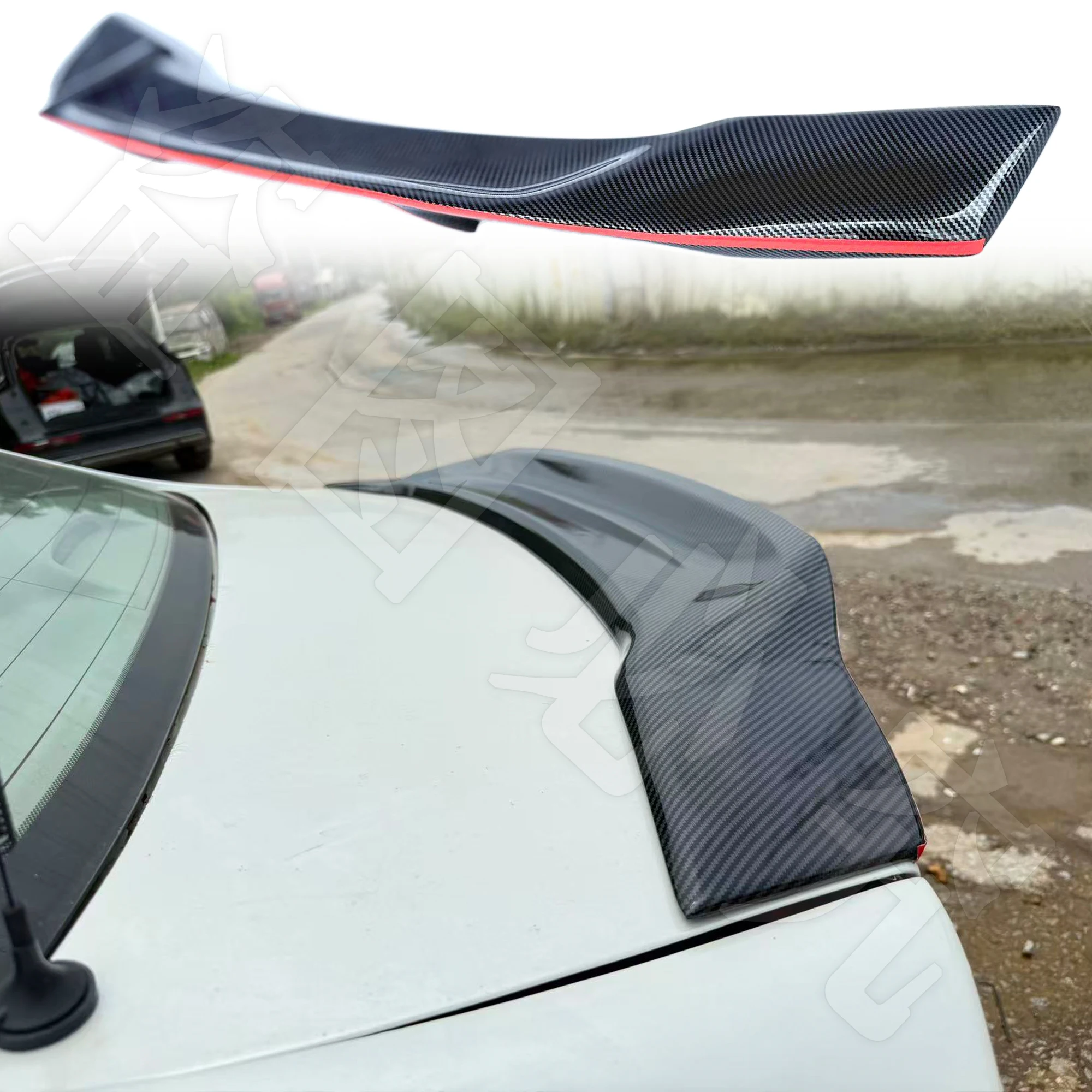 

For Honda 8th Civic 2006-2011 Rear Luggage 100% Carbon Fiber Material Black Spoiler Tail Fin Body Kit Automotive Parts R Style