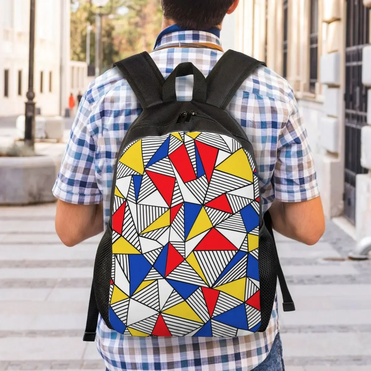 Custom Abstract Lines Geometric Mond Backpacks for Boys Girls School College Travel Bags Women Men Bookbag Fits 15 Inch Laptop