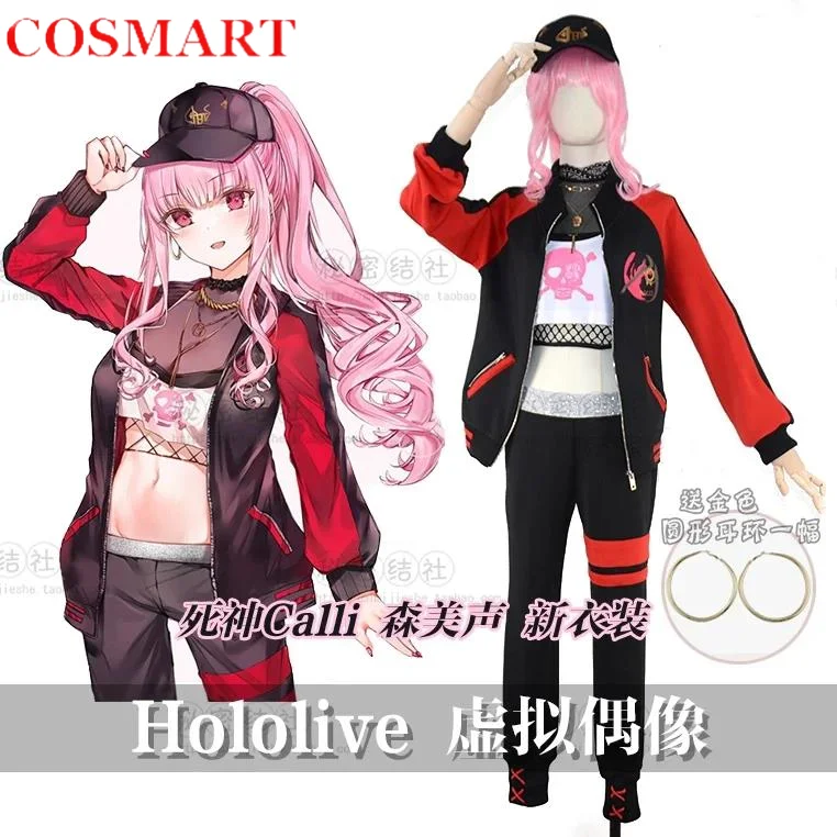 COSMART Anime Vtuber Hololive Mori Calliope Game Suit Lovely Uniform Cosplay Costume Halloween Party Role Play Outfit NEW