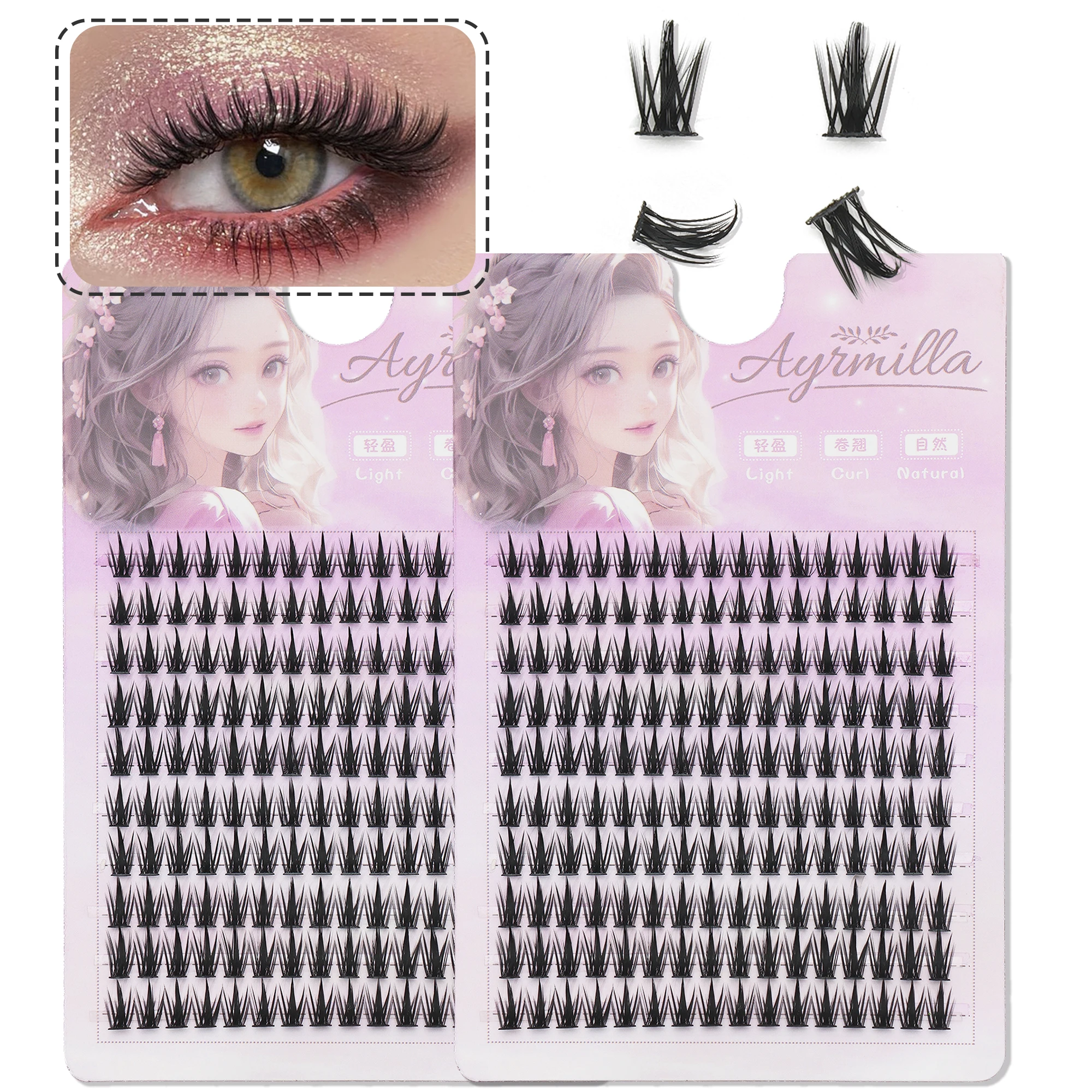 2 boxes of large capacity DIY single cluster false eyelashes 5-12MM  Cross Wedding Party and Club Daily Work