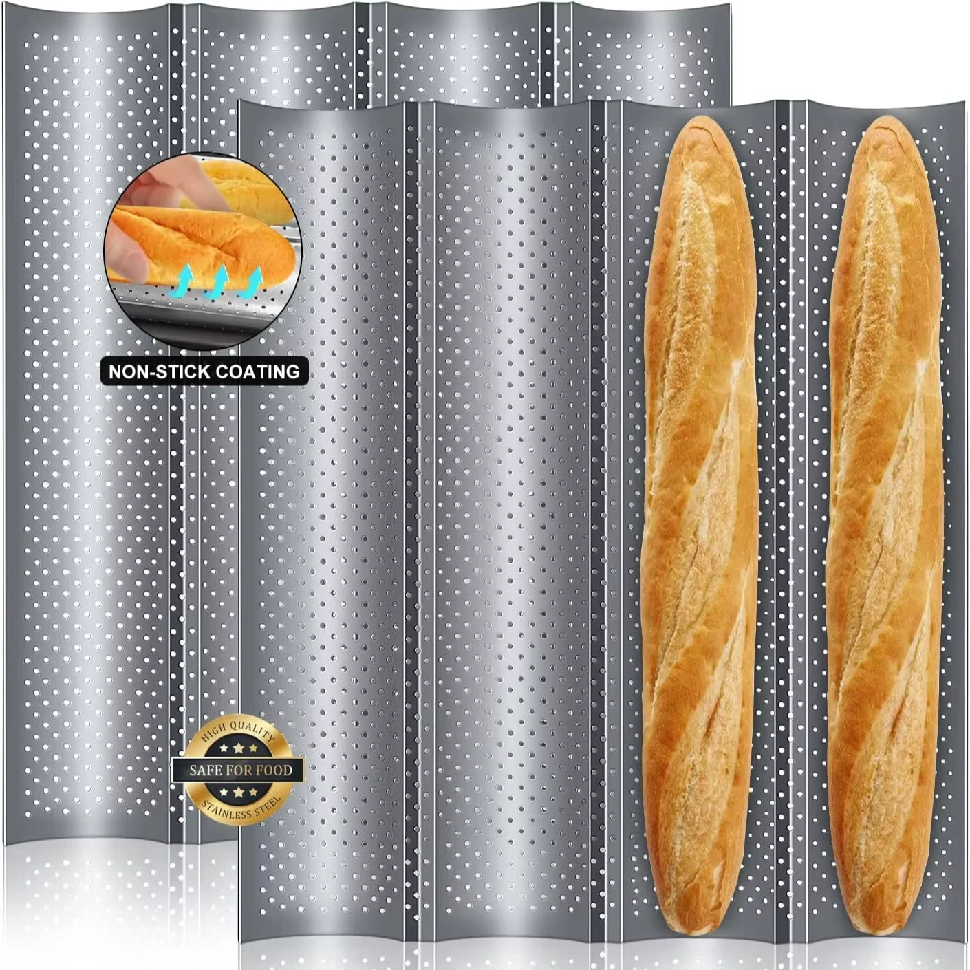 2/3/4 Tray Baking Tool Nonstick Baguette Pans for French Bread Baking Anti-scalding Non-stick Oven Tool Kitchen Accessories