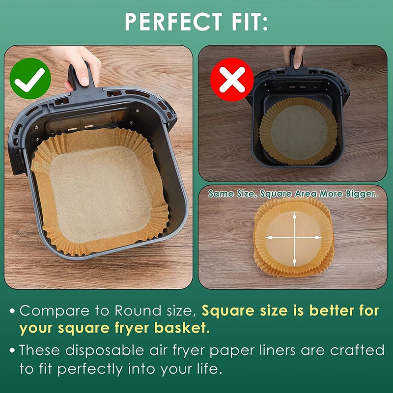 50/100PCS Kitchen Air Fryer Paper Special Paper Accesories Baking Disposable Oil-proof Paper Non-Stick Baking Barbecue Plate