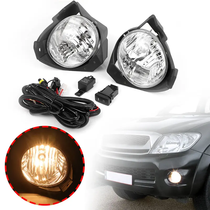 

Halogen Fog Lights Kit For Toyota Hilux Vigo 2008 2009 2010 2011 Front Bumper Fog Lamp With Wiring Harness Switch 9006 4300K 55W