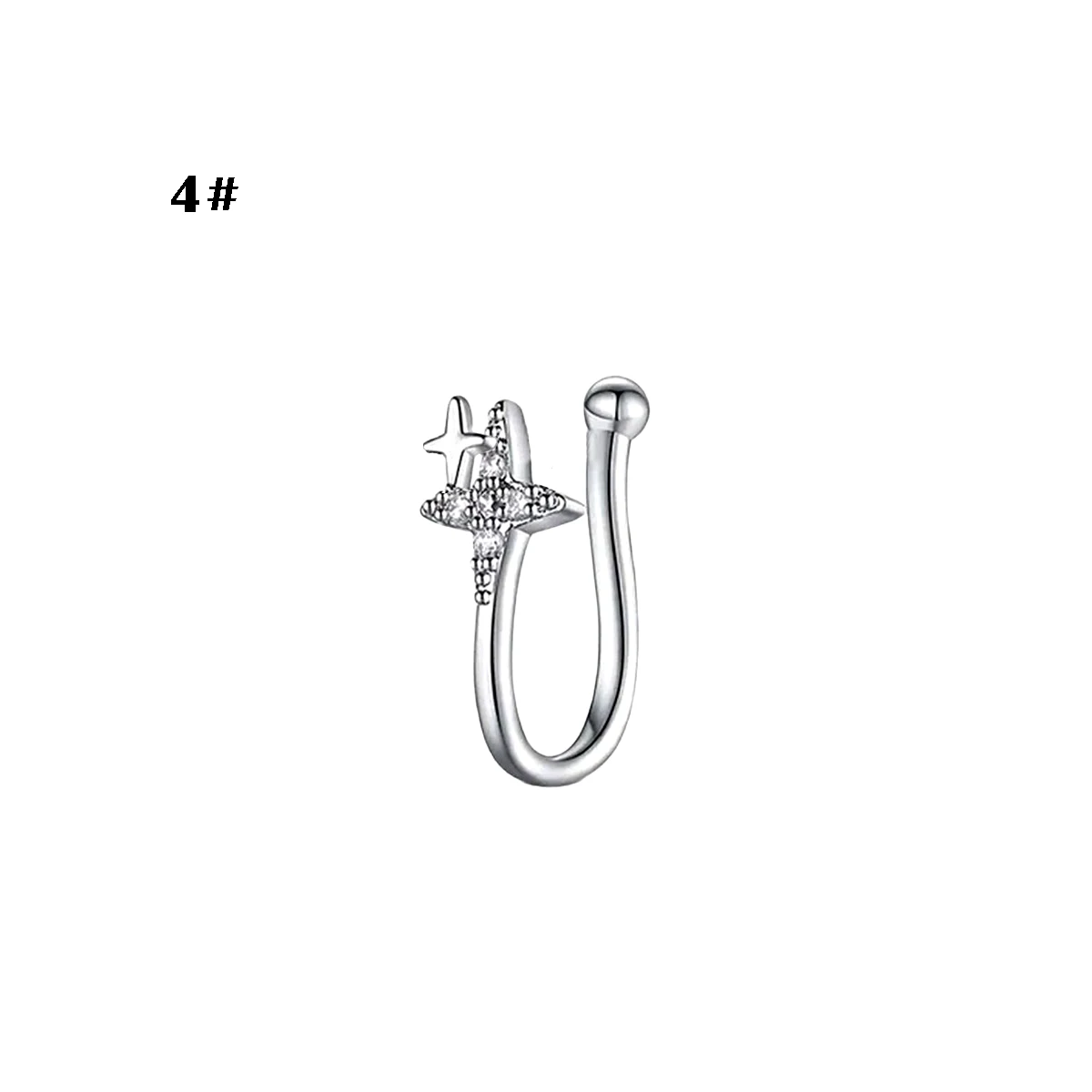 Nose ring copper inlaid zircon non perforated heart pendant fake human puncture jewelry