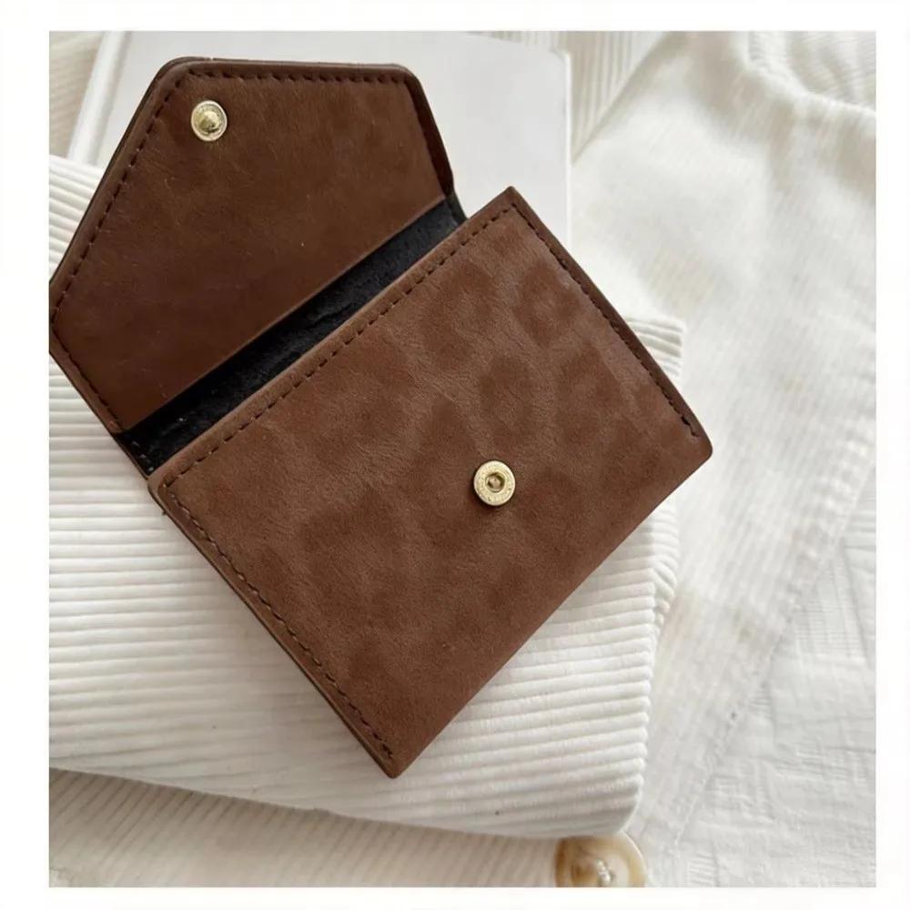 Retro Tri-Fold Coin Purse Leopard Print Compact Credit Card Case Pu Leather Card Holder Gift Pocket