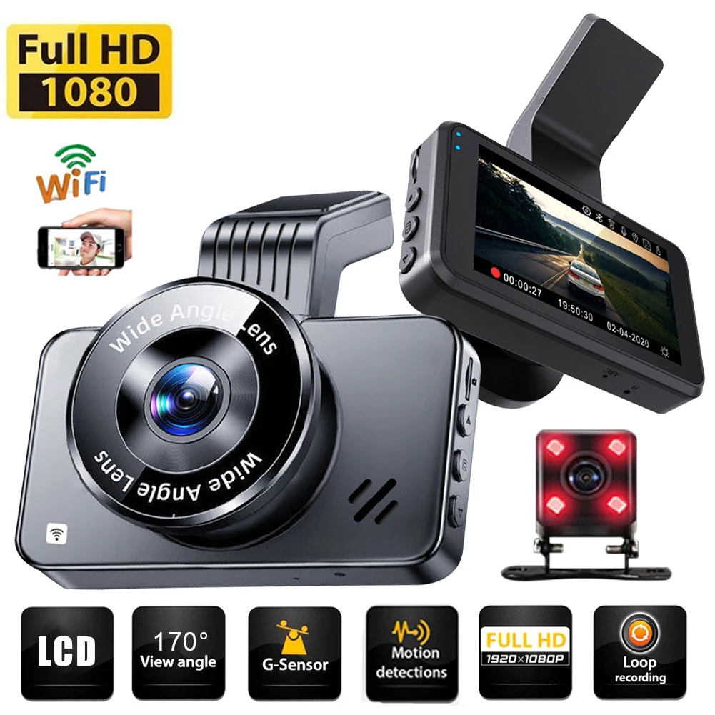 Car DVR WiFi Full HD 1080P Dash Cam Rear View Vehicle Camera Video Recorder Night Vision Auto Black Box Dashcam Car Accessories