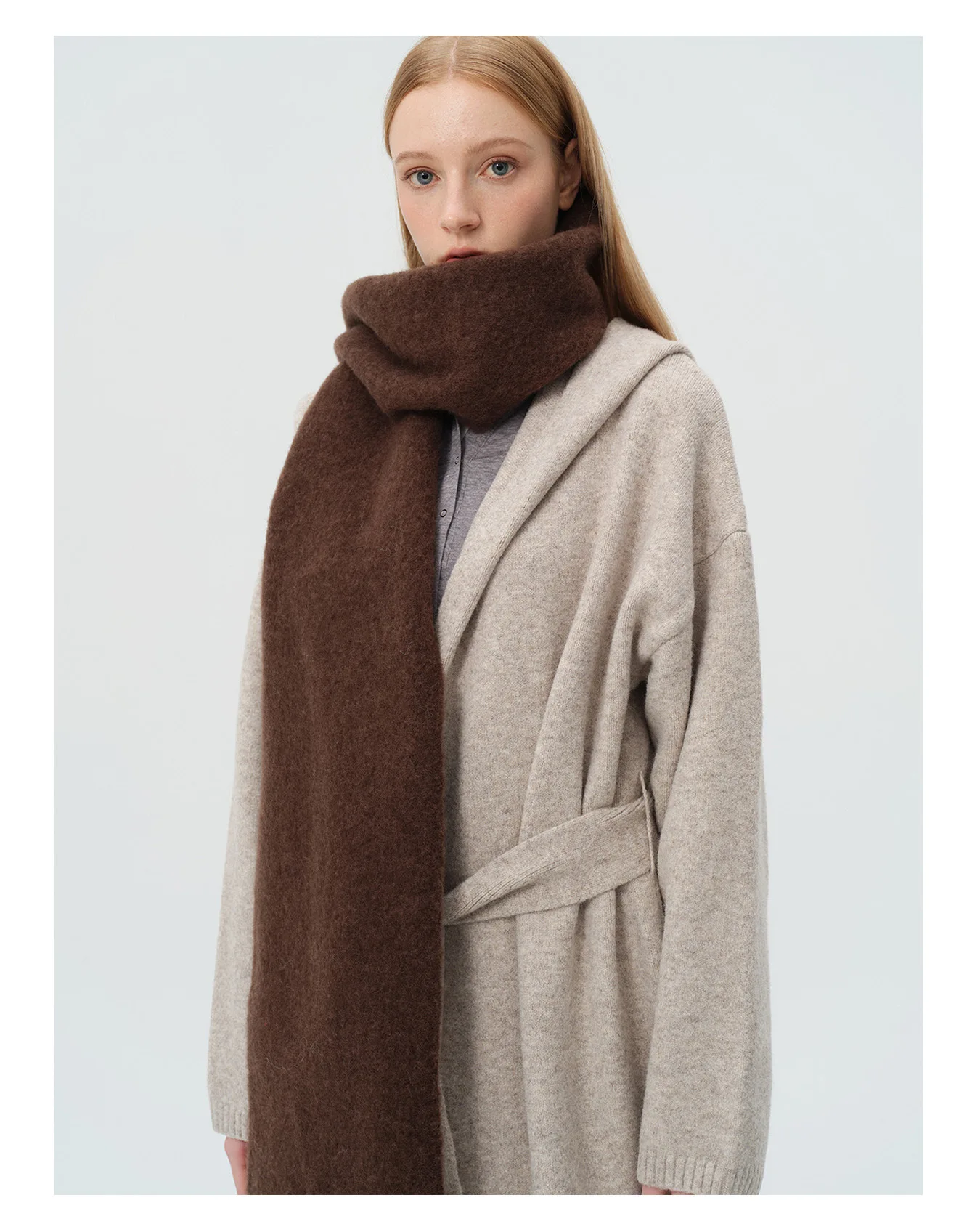 وشاح شرابة بلون سادة من مزيج الصوف بنسبة 25% للنساء، ناعم ودافئ وسميك على الطراز الكوري، غلاف شال أزرق أيسلندا #5