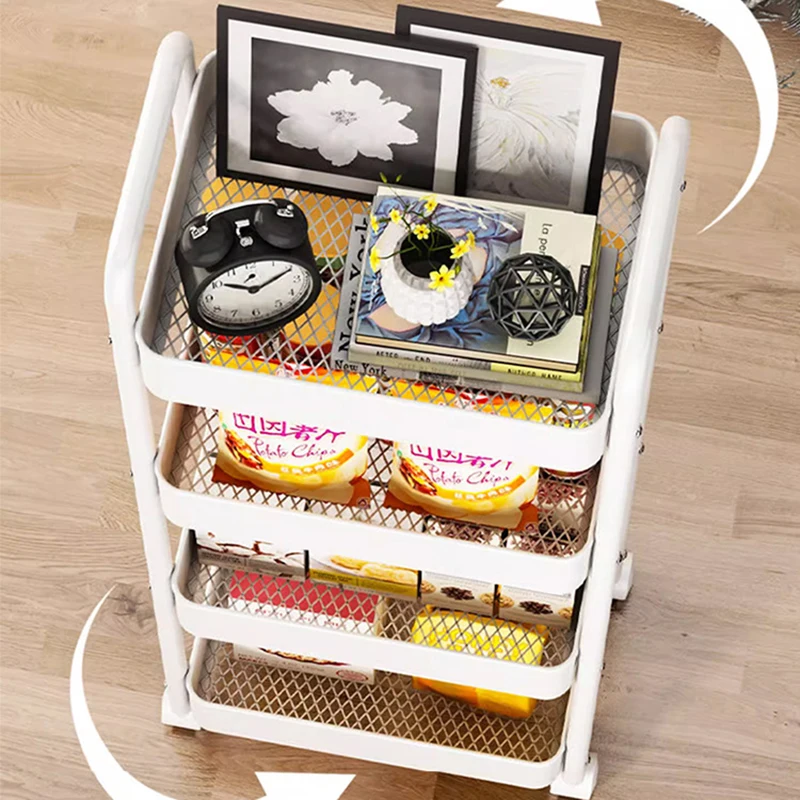 Trolley Storage Rack Kitchen Floor To Ceiling Bedroom Multi-level Mobile With Wheels Bathroom Storage Rack Salon Furniture