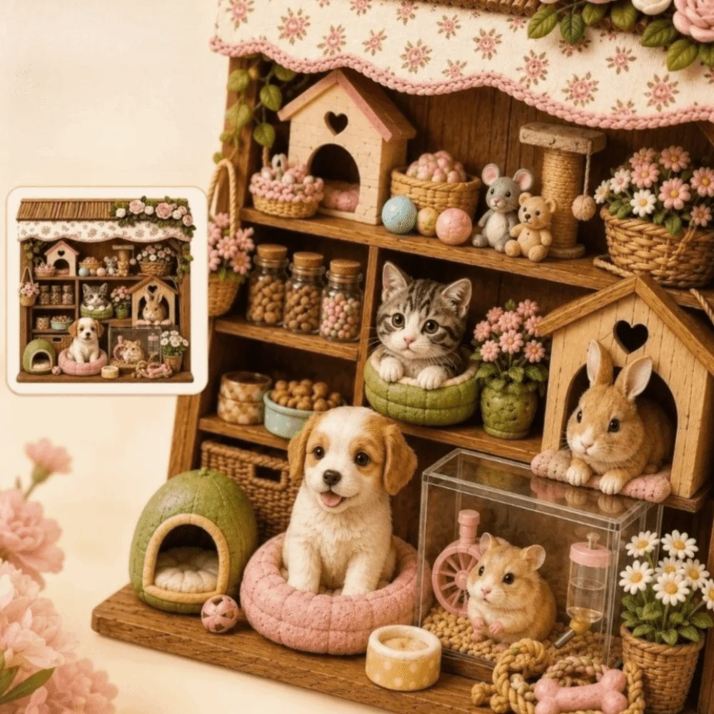 Cute Resin Pet House Fridge Magnet 3D Raised Relief Cartoon Puppy Hamster Magnetic Ornament Refrigerator Decoration Home Decor