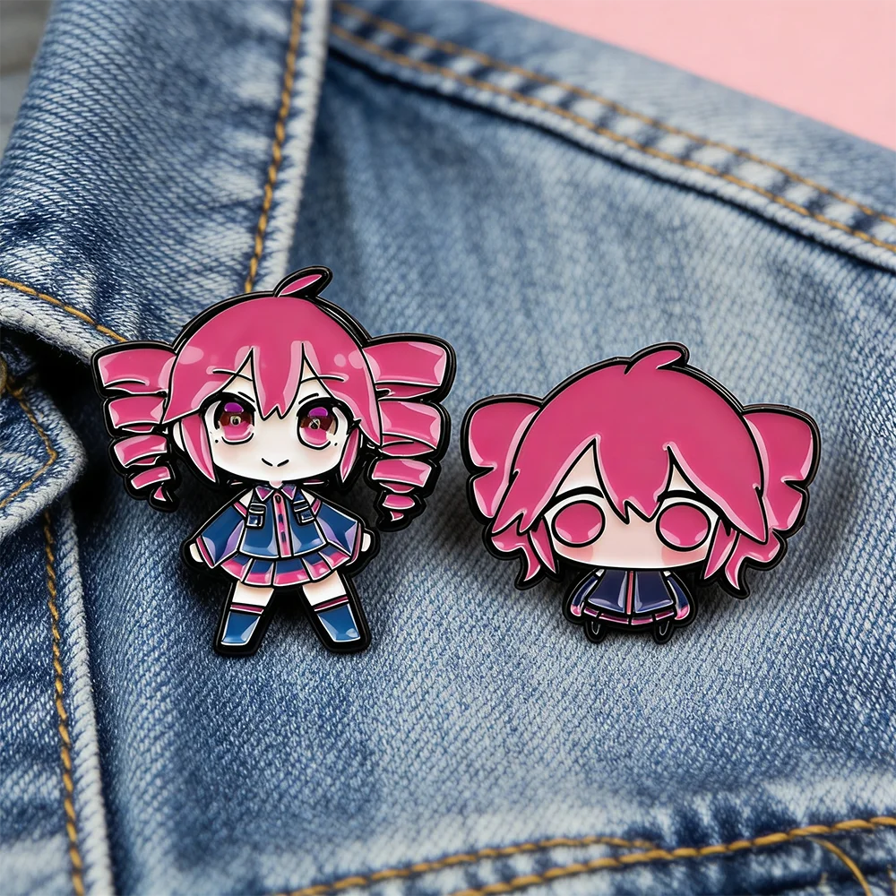 2pcs Cute Girls Enamel Pin Cartoon Brooch For Coat Kawaii Brooch Set Fashion Lapel Badges Jewelry Gift for Friends