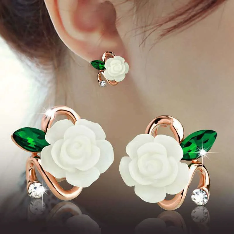 1/2/3PAIRS Earrings Simple And Delicate 4 Colors Fresh Flower Earrings Earring Pearl Crystal Earrings Bright Colors