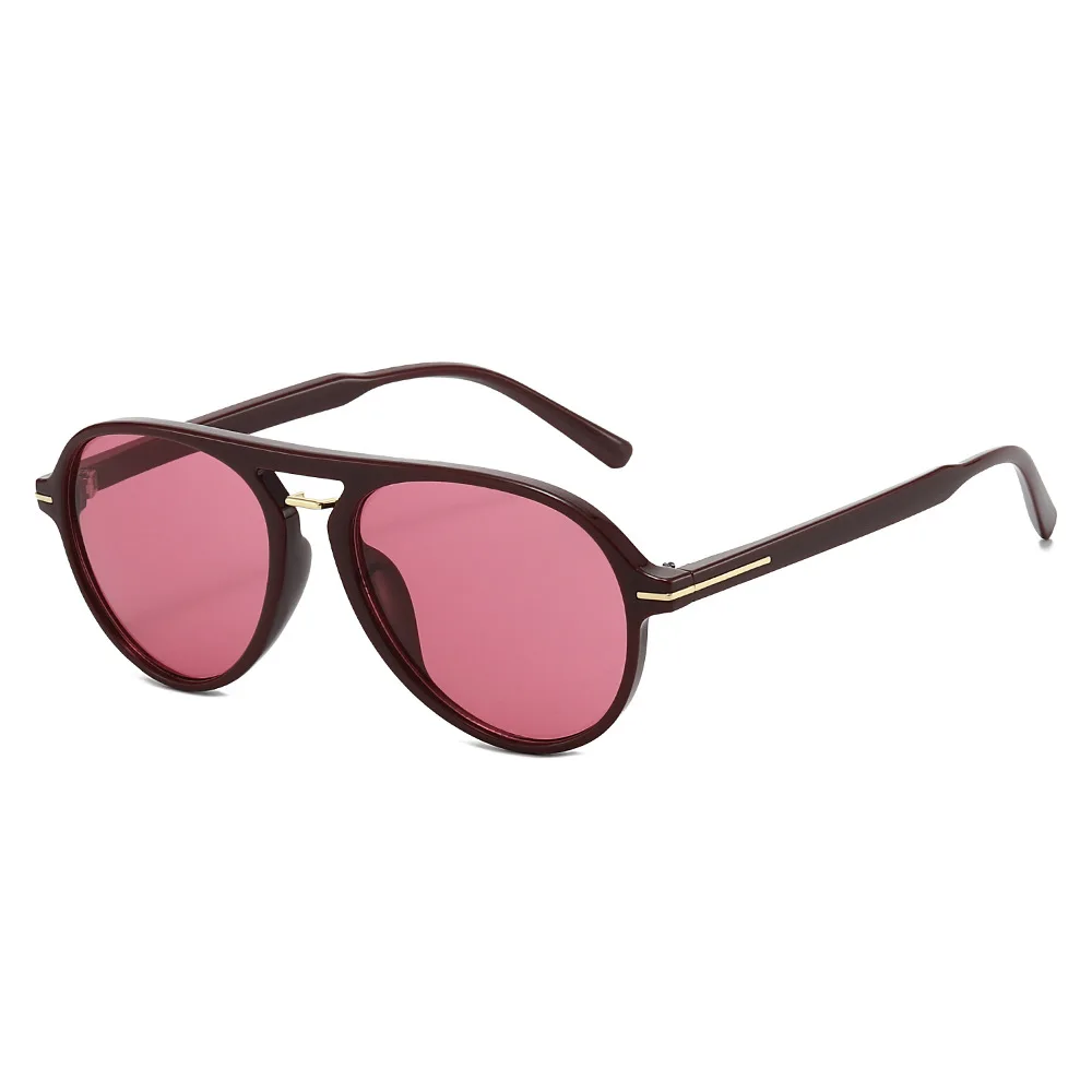 2026 Neue Doppelbrücken-Retro-Sonnenbrille in Blau, Transparente Aviator-Sonnenbrille für Herren
