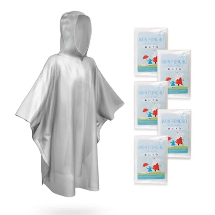 

Disposable Rain Ponchos for Adults, Family Emergency Hooded Raincoat for Travel Camping