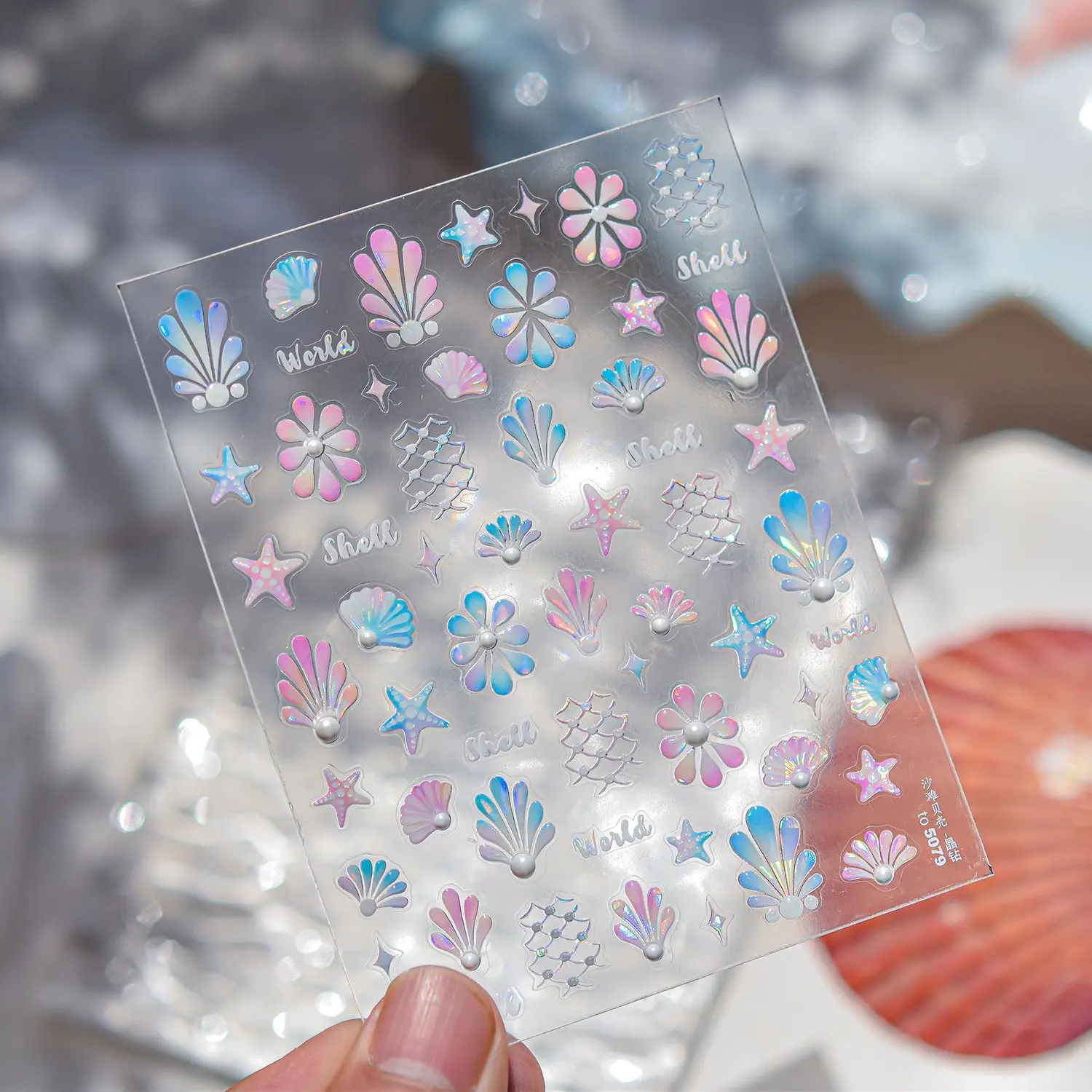Autocollants pour ongles en cristal et diamant 5D, coquille de plage d'été, autocollants auto-adhésifs pour Nail Art, bricolage, pièces de décoration pour ongles du monde océan mignon