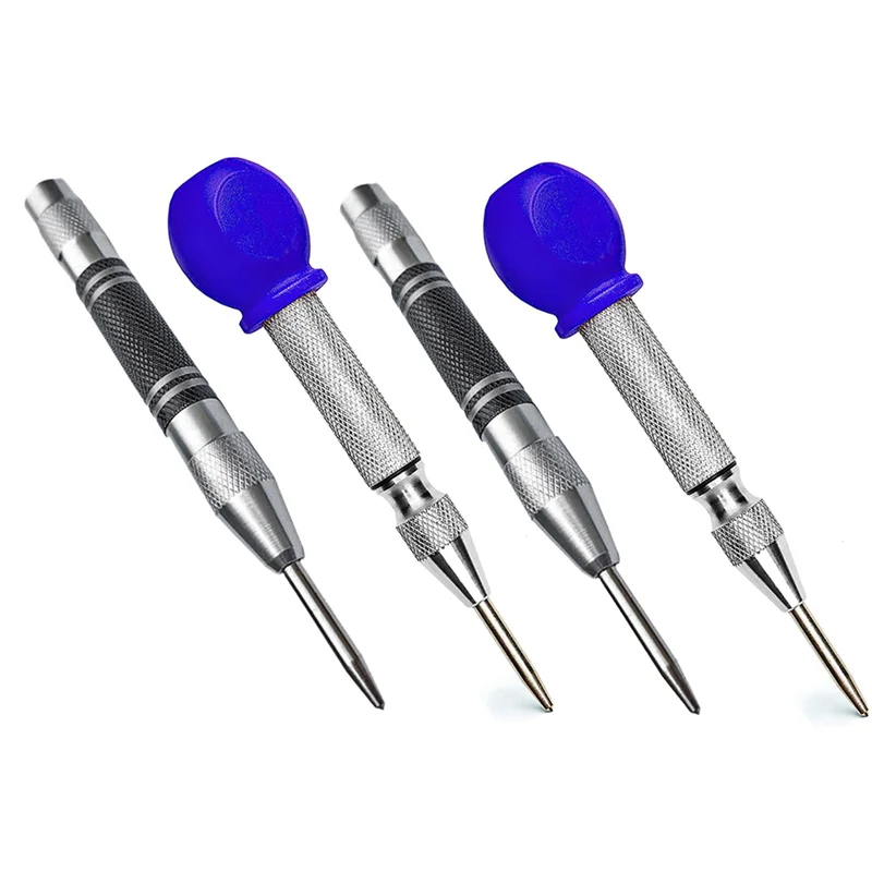 

A53Q-4Pcs Automatic Center Punch Center Hole Punch Set For Wood, Metal, Plastic, Glass, And Marble
