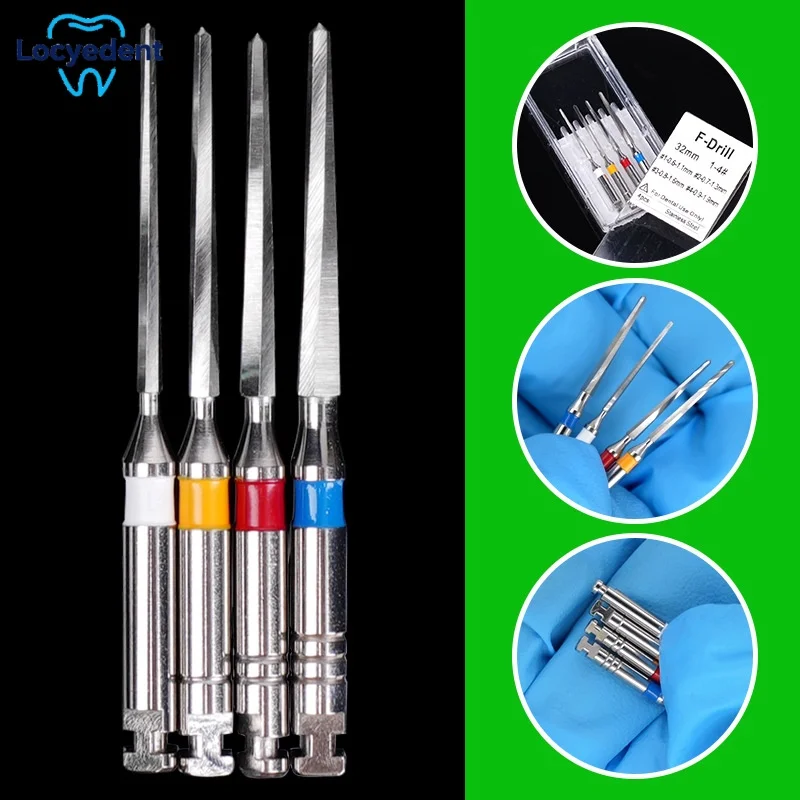 4pcs/set Dental Drills For Fiber Post Engine Use Metal Reamers Drills Endodontic Root Canal Rotary Files