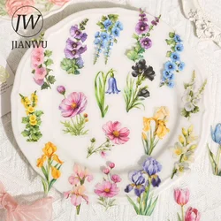 JIANWU Flower Season Series Vintage Plant Floral Landscaping Material Collage PET Sticker Creative DIY Journal Stationery