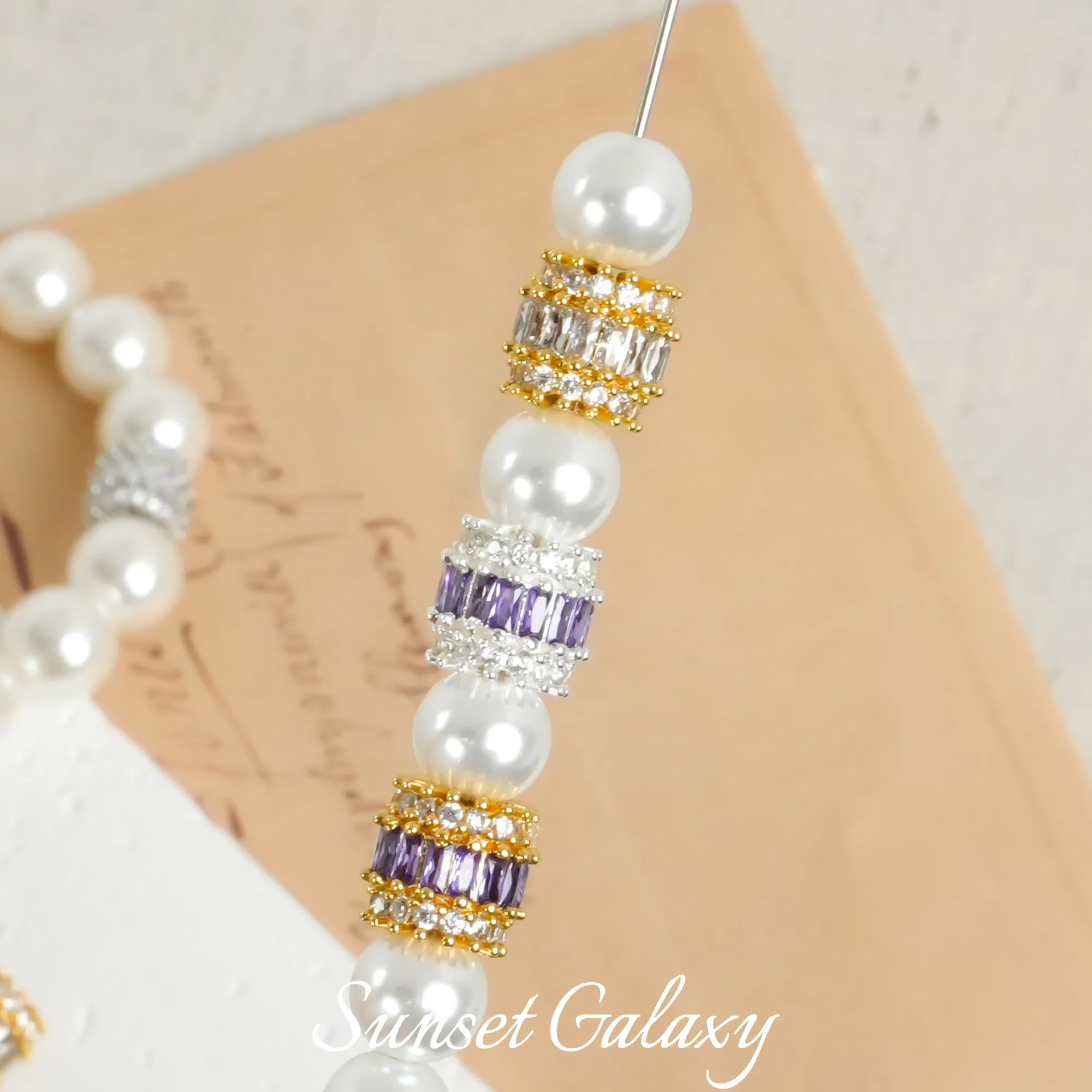 18K Gold Plated Zircon Heavy Barrel Spacer Beads, DIY Accessories for Pearl Bracelet & Necklace
