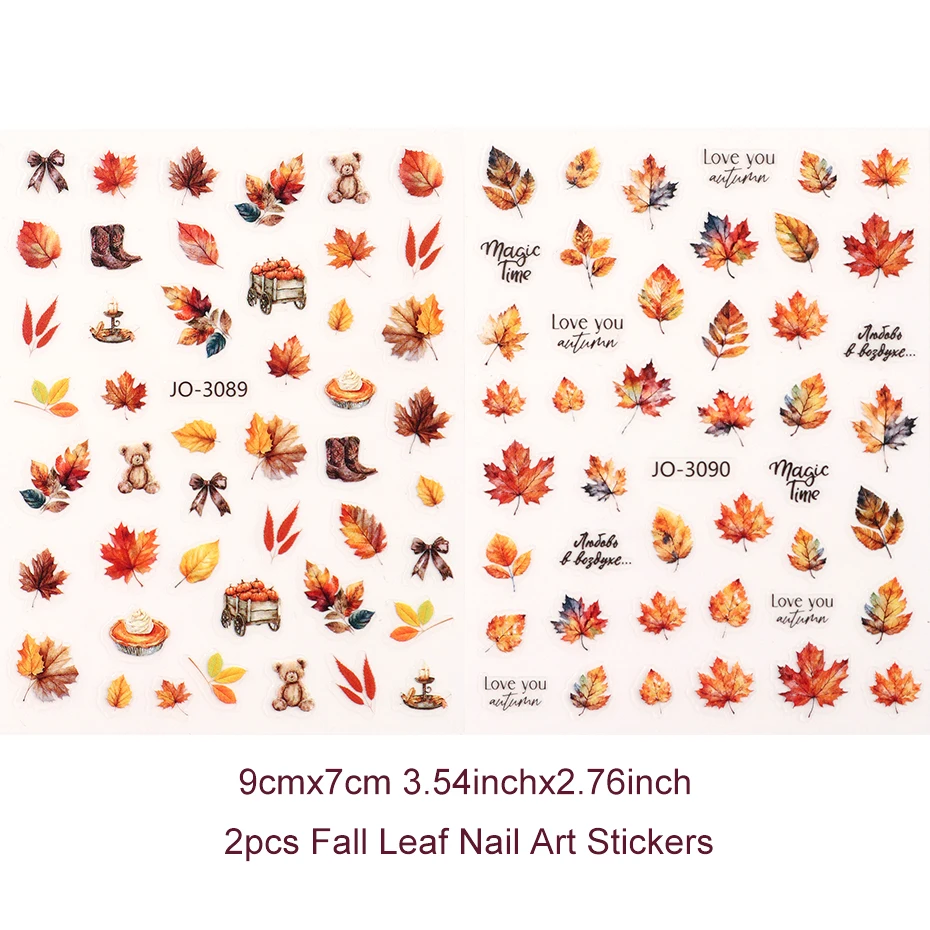 2 Stück Herbstblätter Nagelaufkleber Ahornblatt Nagelsticker Vintage Herbstdeko Maniküre Nagelkunst Aufkleber Dekorationszubehör – Detail 11
