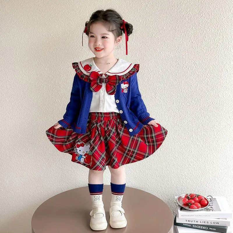 

Sanrio Hello Kitty комплекты для девочек весна-осень детский свитер короткая юбка рубашка Kawaii аниме мультфильм модная новая повседневная одежда хит продаж