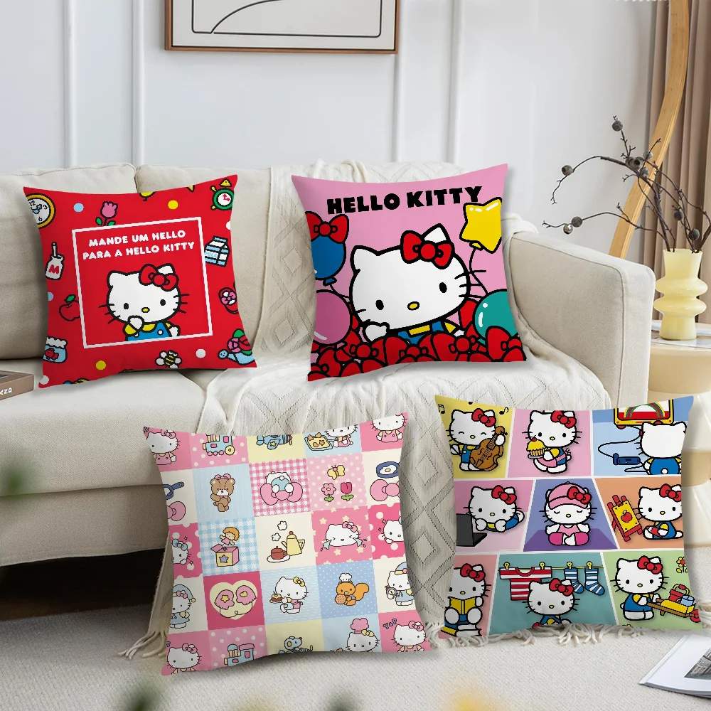 MINISO H-Hello K-Kittys Cute Pillow Case Sofa Living Room Bedroom Headboard Backrest Cushion Square Cushion Nap Time