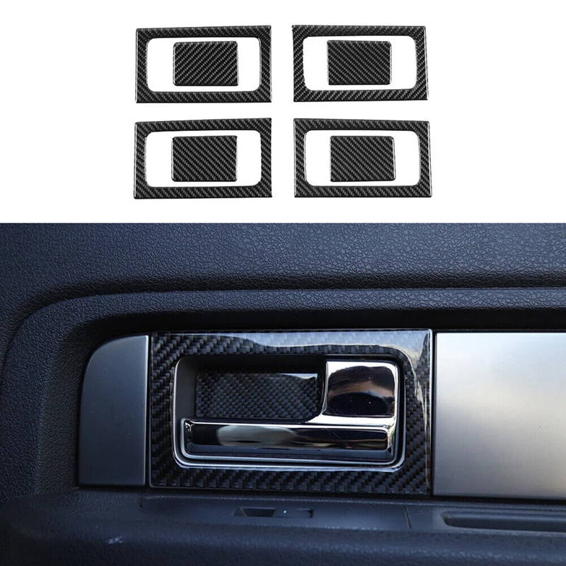 

Car Inner Door Handle Cover Trim Decoration Stickers For Ford F150 2009-2014 Accessories - Soft Carbon Fiber