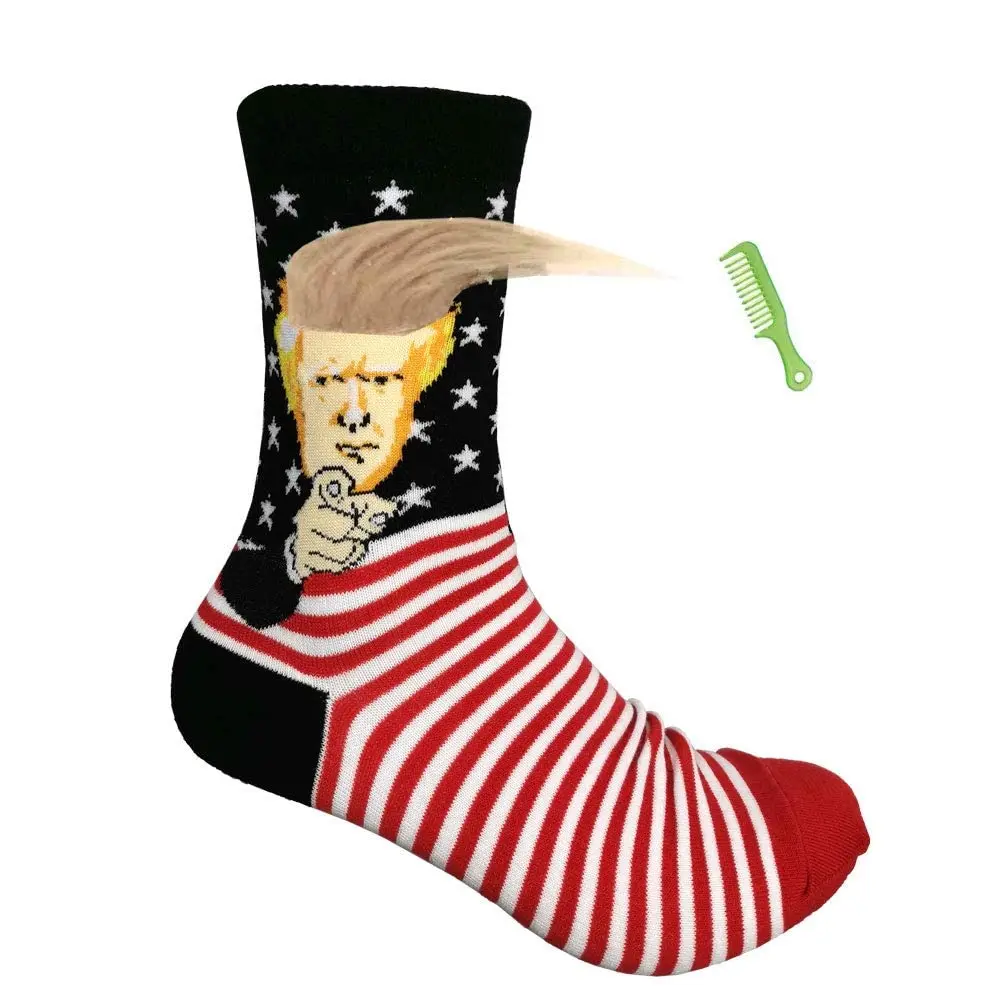 Funny Trump Novelty Socks With Hair Trump Unisex Socks Crew Socks  president Trump Merchandise Giftt