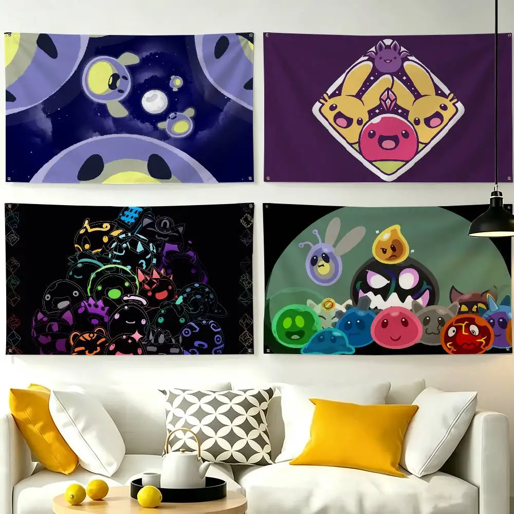 Cute Naughty Slime Rancher Flags for Bedrooms Home Decor Items Outdoor Decors Garage Decoration Flaga