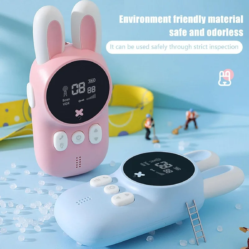 2pcs Kids Walkie-talkies Toy Battery Operated Bunny Walkie-talkies Childrens Radio Outdoor Camping Fun Toys Easter Party Favor