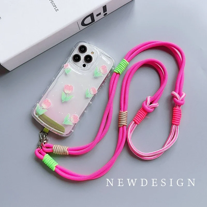 Mobile Phone Lanyard Diagonal Cross Shoulder Strap Dopamine Hanging Shoulder Phone Case Chain Bag Water Cup Hanging Chain