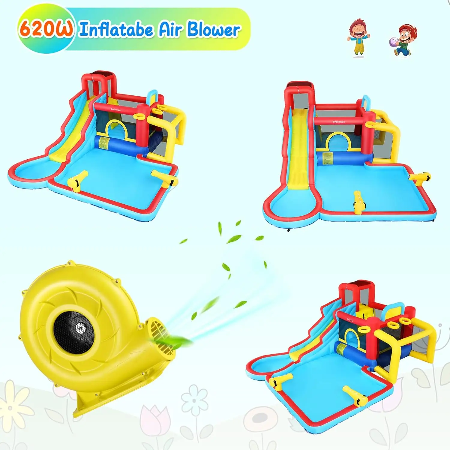 Zjeżdżalnia wodna Bounce House, Park nadmuchiwana zjeżdżalnia wodna z dmuchawą, rodzinne podwórko zamek do skakania basen dmuchany dom, Qua Premium