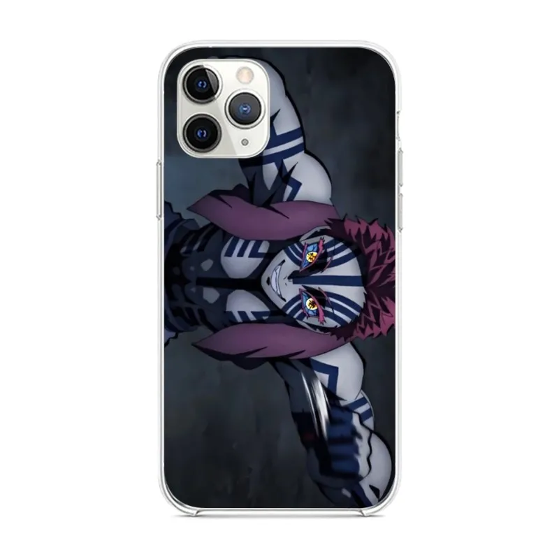 Demon Slayer Akaza Phone Case for iPhone 14 13 12 11 XS X 8 7 6 Plus Mini Pro Max SE 2022 Clear Phone Cover Funda